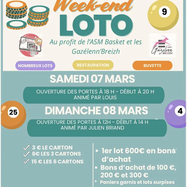 Week-end Loto - ASM Basket - Gazélenn'Breizh - Saint-Lyphard