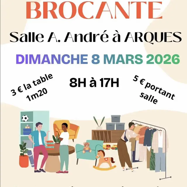Affiche brocante 8 mars 2026 Arques
