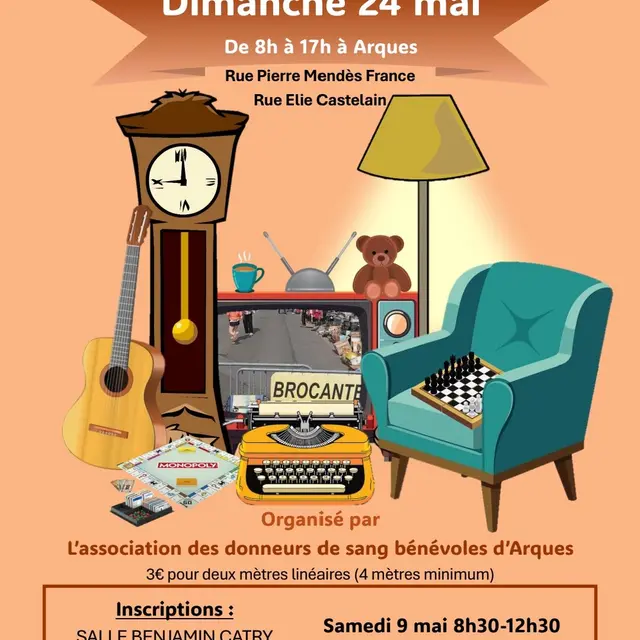 Affiche brocante Arques 24 mai 2026