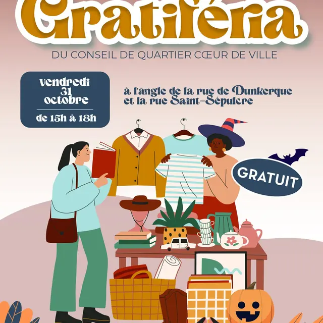Affiche brocante Gratiféria Saint-Omer 31 octobre 2025