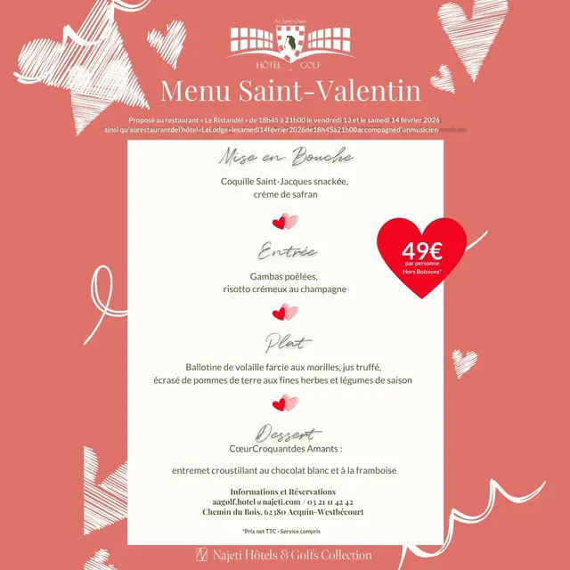 Menu spéciale Saint-Valentin