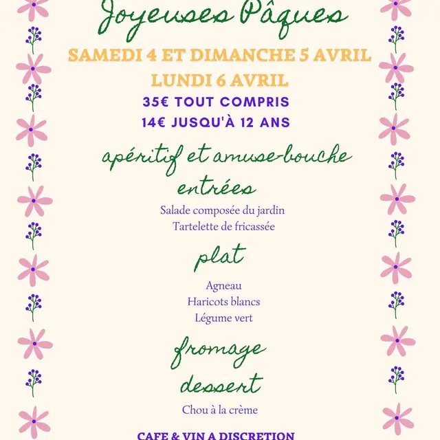 Repas de Pâques à la Ferme Auberge la Maguette_Sault