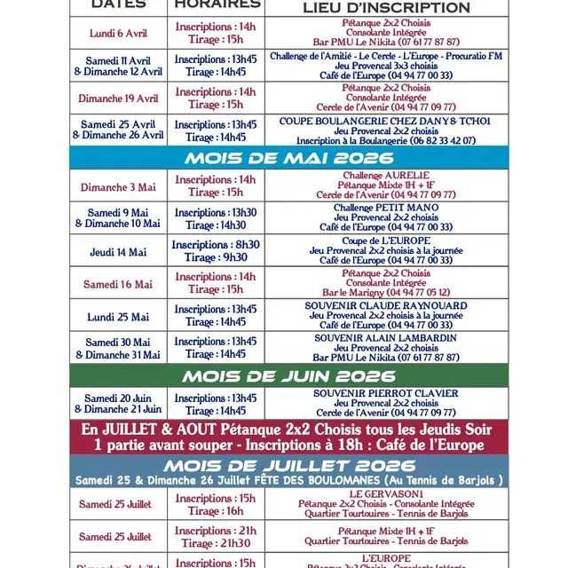 Concours de boules, repas : Fête des boulomanes barjolais_Barjols