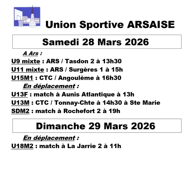 Affiche des matchs de basket de l'Union Sportive Arsaise