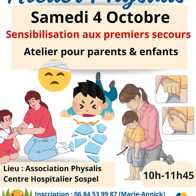 Atelier Physalis : Sensibilisation aux 1ers secours. Pour enfants et parents_Sospel