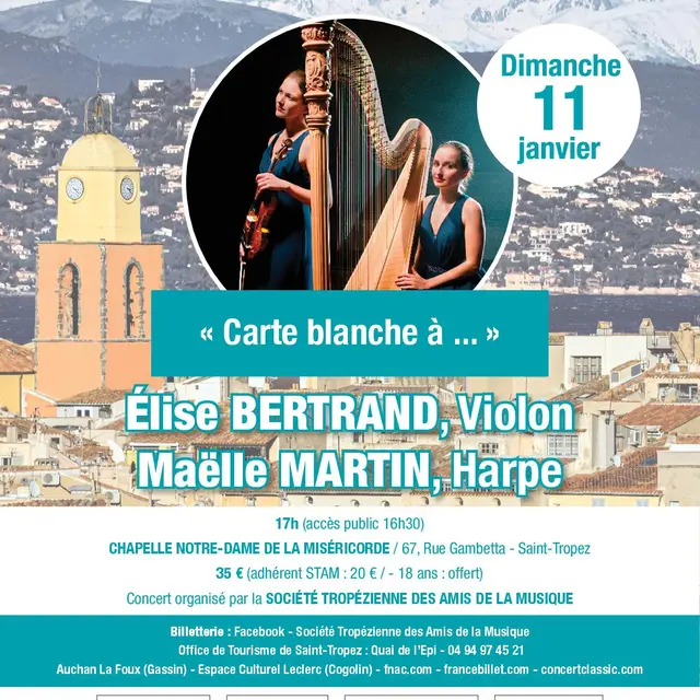 Concert d’Élise BERTRAND (violon) et Maëlle MARTIN (harpe)_Saint-Tropez