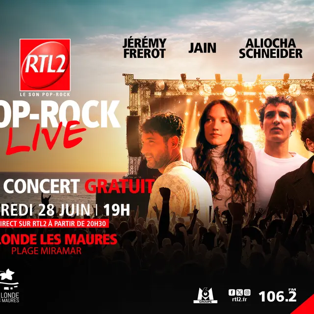 Grand Concert Pop-Rock Live RTL2 à La Londe avec liocha Schneider, Jain, Jérémy Frérot et Raphaël