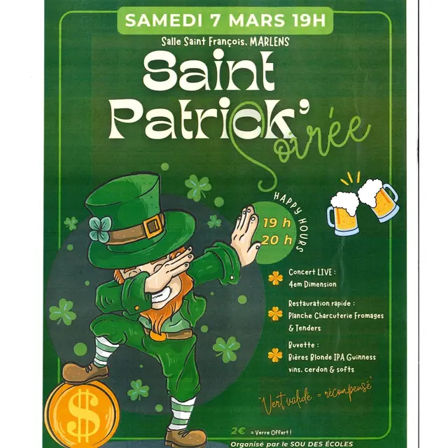 Soirée Saint Patrick à Marlens !_Val de Chaise