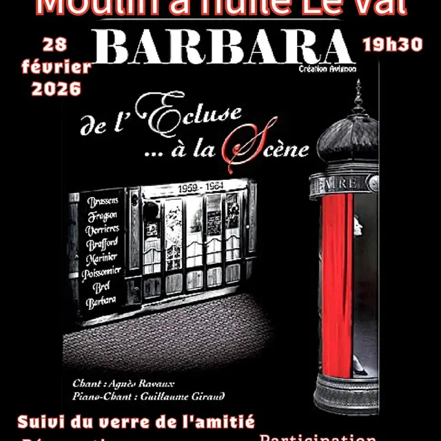 Concert : Barbara, de l'écluse à la scène_Le Val