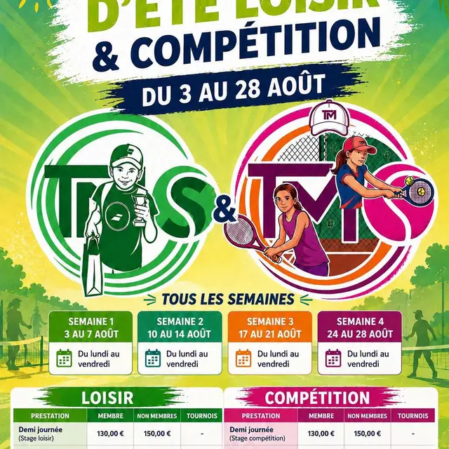 Stage d'été loisir et compétition - Tennis Municipal Ollioulais (TMO)_Ollioules