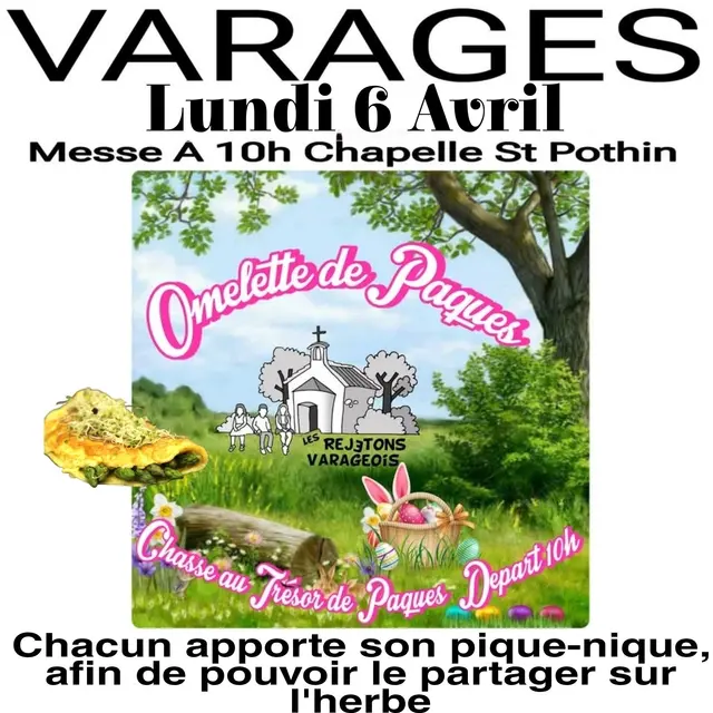 Fête de Pâques : déjeuner, chasse au trésor et messe_Varages