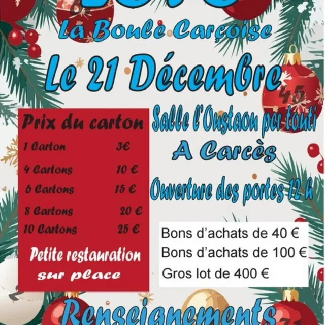 Loto de l'Association La Boule Carçoise_Carcès
