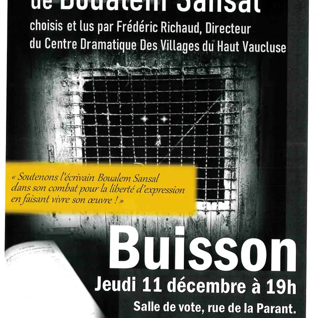 Lecture des textes de Boualem Sansal - Centre Dramatique des Villages_Buisson