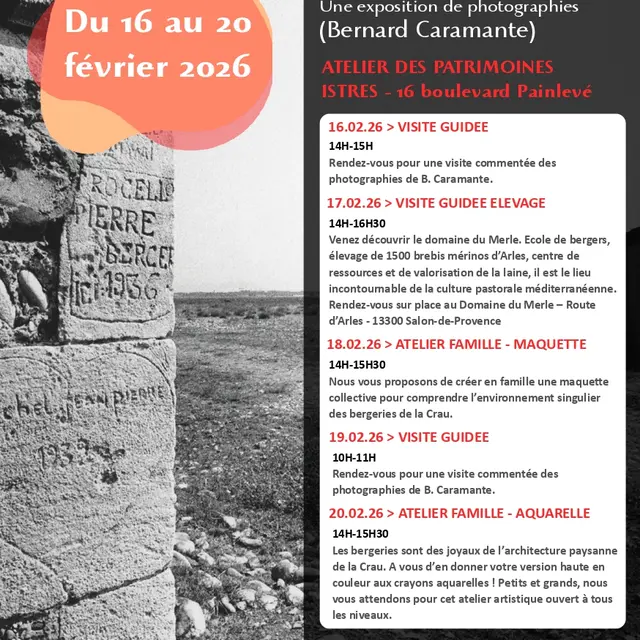 Ateliers et visites autour de l'exposition BERGERIES DE CRAU_Istres