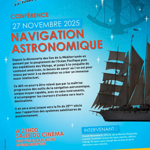 Conférence Positionnement au large en mer par moyens astronomiques_Mirepoix