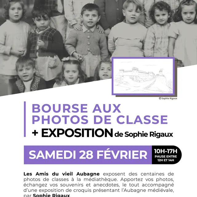 Bourse aux photos de classe et exposition d’esquisses sur l’Aubagne médiévale de Sophie Rigaux._Aubagne