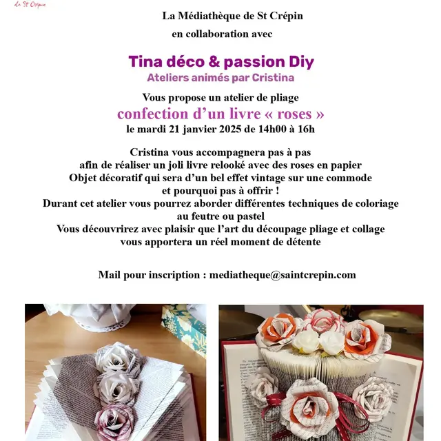 Atelier pliage confection d'un livre rose_Saint-Crépin