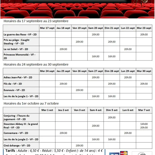 Programme du cinéma Le Montcelet du 17 septembre au 7 octobre_Entre-deux-Guiers