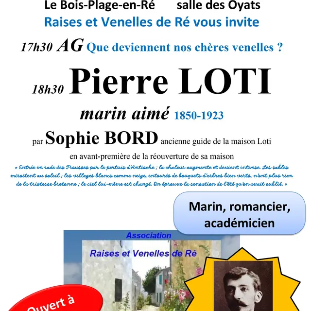 Conférence - Pierre Loti, marin aimé, par Sophie Bord_Le Bois-Plage-en-Ré