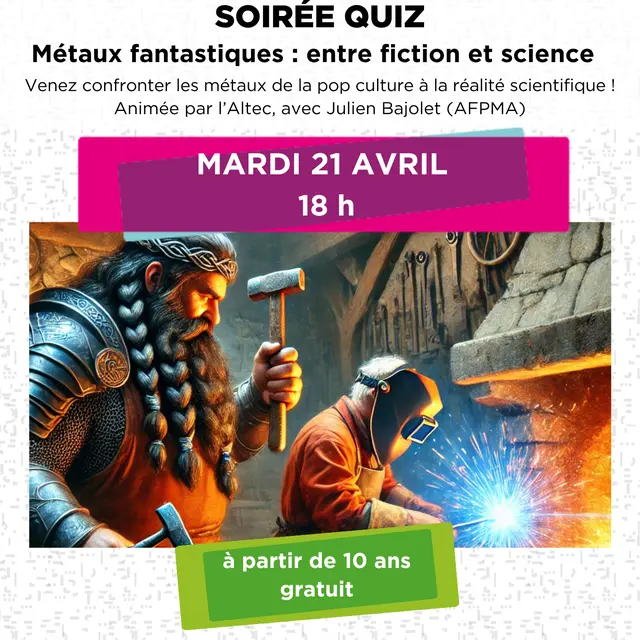 Soirée quiz métaux fantastiques : entre fiction et science - Belley