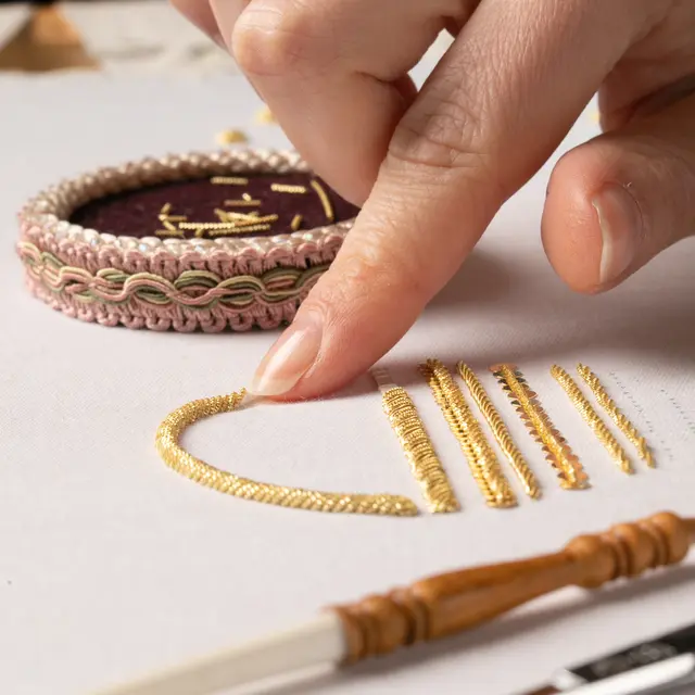 Démonstration de broderie or