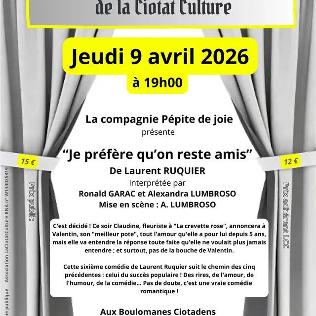 Théâtre de Poche - Je préfère qu’on reste amis_La Ciotat