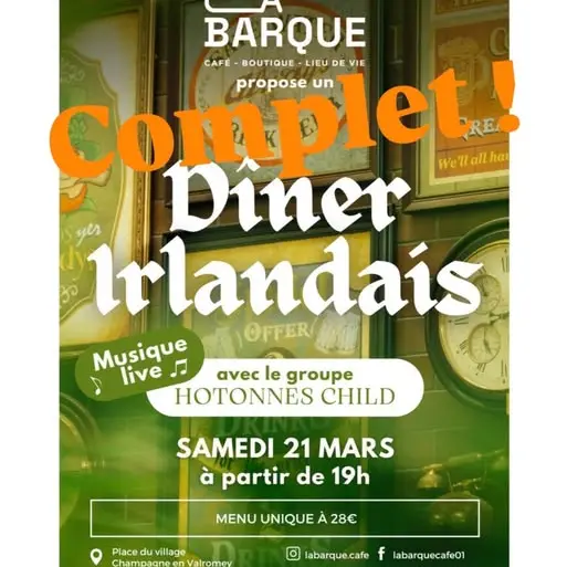 Dîner Irlandais - La Barque_Champagne-en-Valromey