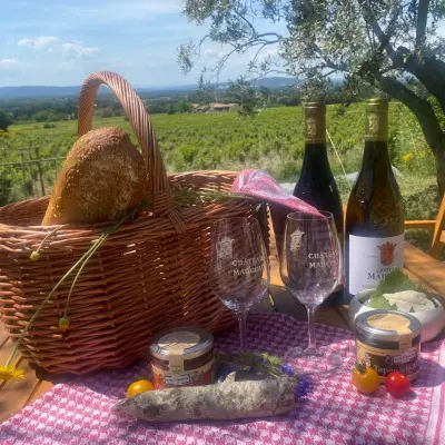 Pique nique entre vignes et oliviers au Château Maucoil_Orange