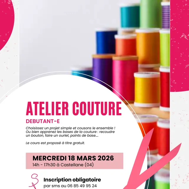 Atelier couture 13 mars à Castellane