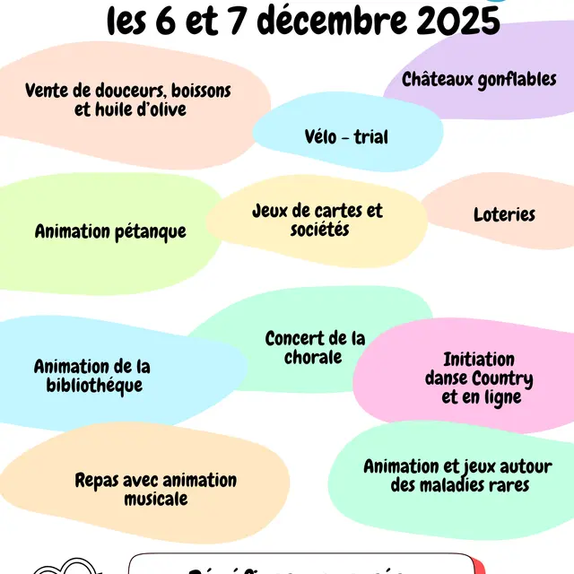 repas avec animation, démonstrations, concert | Téléthon_Seillons-Source-d'Argens