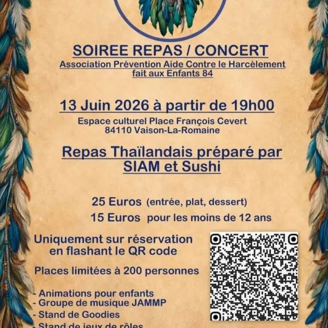Soirée repas & concert - Association Apache 84_Vaison-la-Romaine