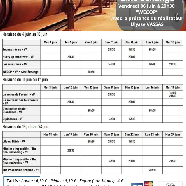 Programme du cinéma Le Montcelet du 4 au 24 juin_Entre-deux-Guiers