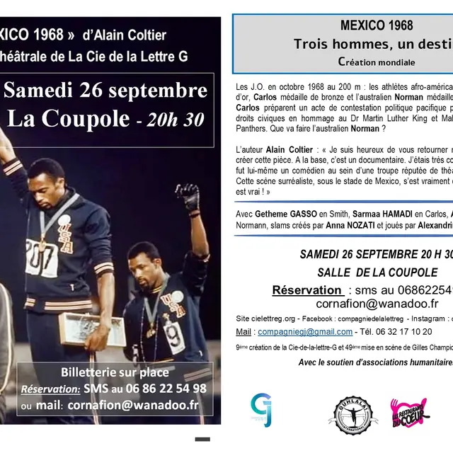 Théâtre - Mexico 1968, trois hommes, un destin_Villard-de-Lans
