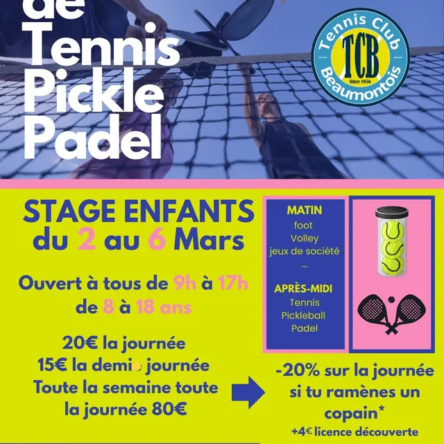 Stage de tennis : Février 2026_Beaumont-de-Lomagne