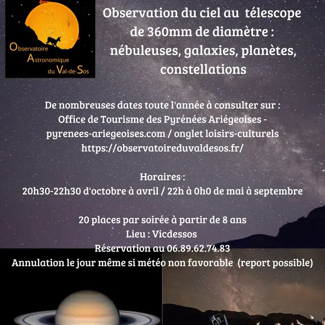 Soirées Observation du ciel au téléscope_Val-de-Sos