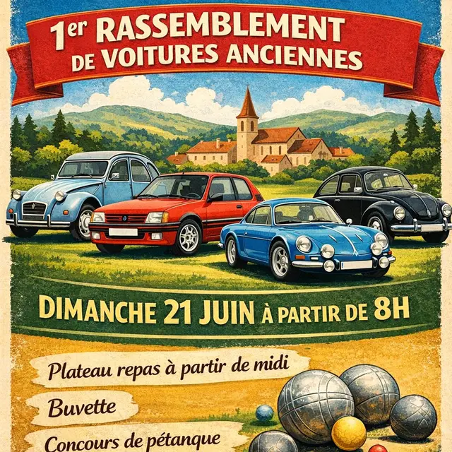 Rassemblement de voitures anciennes_Saint-Jean-la-Vêtre