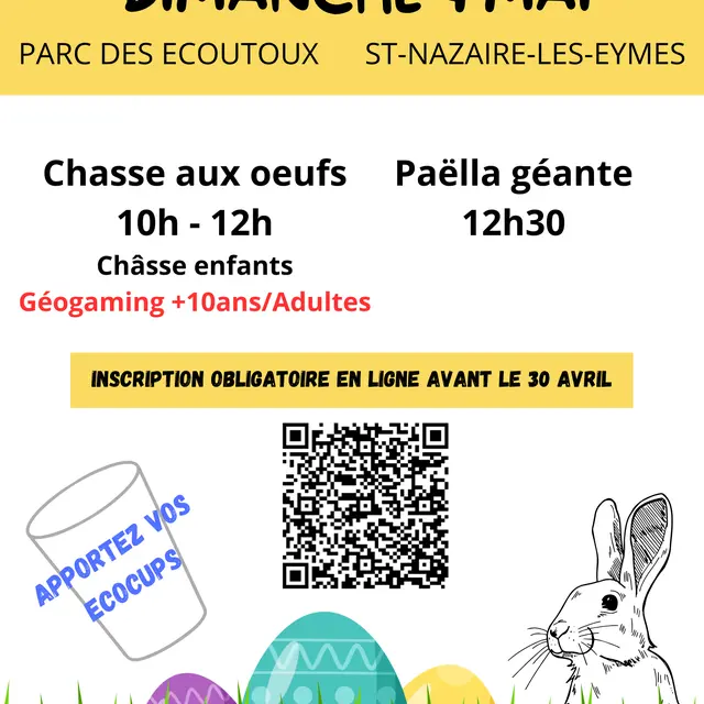 AFFICHE CHASSE AUX OEUFS + PAELLA