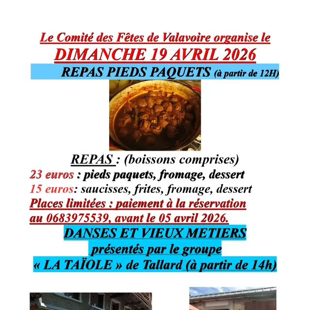 Repas pieds & paquets, danses et vieux métiers_Valavoire