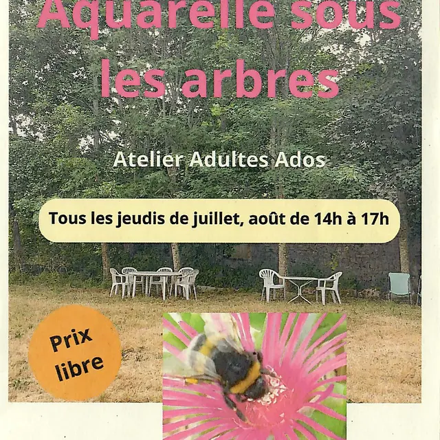 Aquarelle sous les arbres - atelier_Saint-Anthème