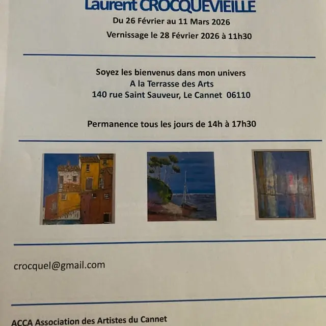 Exposition de peinture de Laurent Crocquevieille_Le Cannet