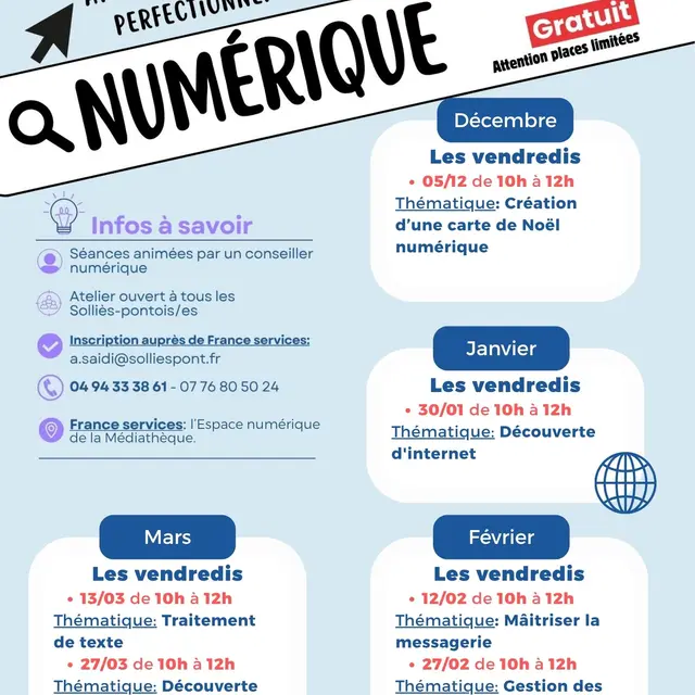 Atelier d’initiation et de perfectionnement au numérique_Solliès-Pont