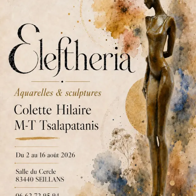 Exposition Eleftheria - aquarelles & sculptures_Seillans