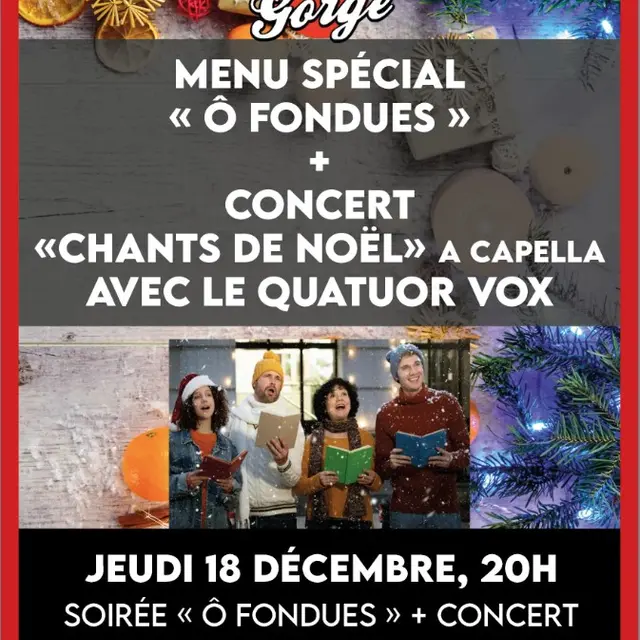 Soirée « Ô Fondues » + Concert « live » chants de Noël avec le Quatuor Vox_Avignon