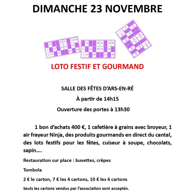Affiche du loto de l'association Ars-Naucelles