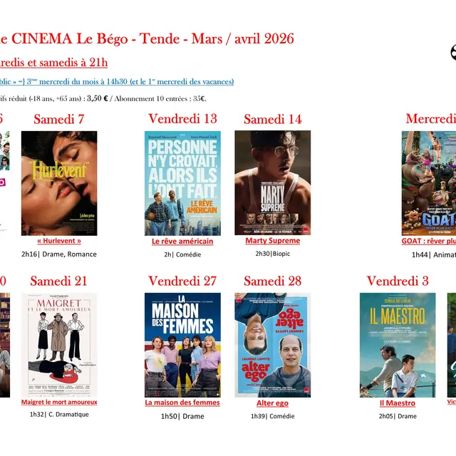 Séances de cinéma à Tende_Tende