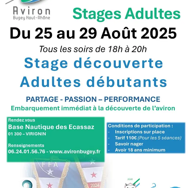 Stage d'été adultes - Aviron Bugey Haut Rhône_Virignin