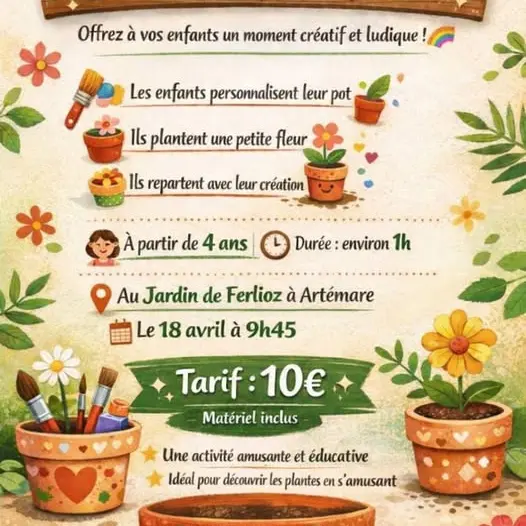Atelier créatif enfant : décore ton pot de fleur_Artemare