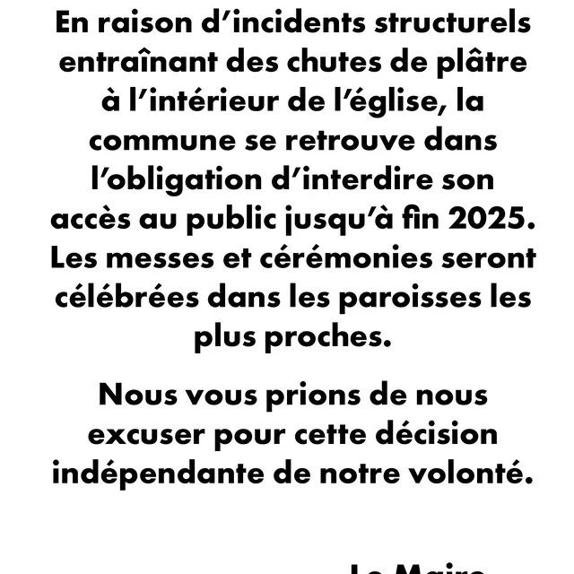 Communiqué - Fermeture temporaire