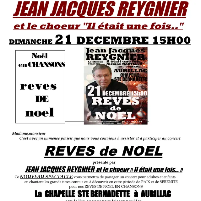 Concert de Jean-Jacques Reygnier :  rêves de Noël_Aurillac