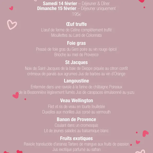 Menu Saint-Valentin